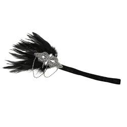 Lurrose 1920er Stirnband -kostüm-stirnband Frauen-flapper-accessoires 1920er Abschlussball-kopfbedeckung Spitzen-tee-party-stirnband Haarperlen Cosplay Polyester Gatsby Fräulein von Lurrose