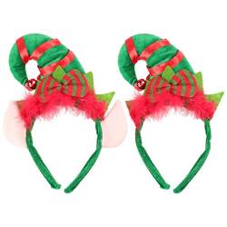 Lurrose 2 Stück Elfen Stirnband Weihnachten Elfenmütze Haarband Mehrfarbige Elfenmütze Haarband für Mädchen Frauen Weihnachtsfeier Gefälligkeiten (Stil 1) von Lurrose