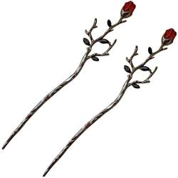 Lurrose 2 Stücke Metall Haarstab Vintage Blumen Haarstäbchen Chinesischer Haar Sticks Haarnadel Retro Haarstock Haarstift Haarschmuck Kopfschmuck für Mädchen Frauen DIY Haar Zubehör Geschenk von Lurrose