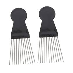 Lurrose 2st Afrikanischer Kamm Haarstäbchen Für Lockiges Haar Haarpickel Aus Metall Afro-picks Für Männer Afro Pick Kamm Haarschwämme Für Schwarze Locken Modellieren Mann Abs Perücke von Lurrose