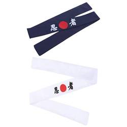 Lurrose 2st Stirnband Mit Ninja-print Karate-stirnband Taco-stirnband Chinesisches Stirnband Japanische Stirnbänder Für Männer Afro-samurai-stirnband Baumwolle Mann Samurai-kleidung Sport von Lurrose