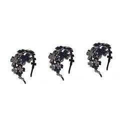 Lurrose 3-Teiliges Stirnband Mädchen-Accessoires Elegante Stirnbänder Für Frauen Perlen-Stirnband Für Mädchen Breite Stirnbänder Kristallperlen-Kopfschmuck 1920Er-Jahre-Zubehör Für von Lurrose