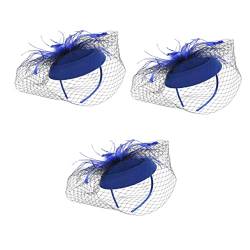 Lurrose 3st Stirnband Aus Federnetz Blumenstirnband Für Frauen Haarfascinatoren Für Frauen Königsblauer Hut Hochzeit Haarband Europäisch Und Amerikanisch Braut Baskenmütze von Lurrose
