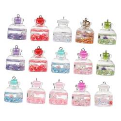 Lurrose 45 Stk Milchtee hängende Dekoration Schlüsselanhänger popular Charm-Anhänger selber machen Flaschen-Charm-Anhänger wünschen Schmuck Glasflaschenanhänger Tasche Dekoration Tasse von Lurrose