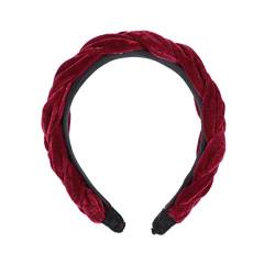 Lurrose Geflochtenes Stirnband Dick Gepolstertes Stirnband Breit Harthaar Reifen Vintage Haarband für Frauen (Breit, Rot) von Lurrose