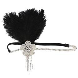 Lurrose Gefranstes Feder-stirnband Klappe Tolle Gatsby-kopfbedeckung Stirnbänder Für Frauen Gänseblümchen-stirnband Fascinator-stirnbänder Perlenzubehör 20er Haarschmuck Polyester von Lurrose