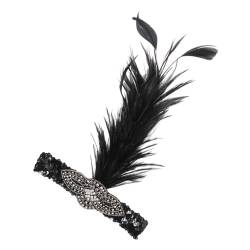 Lurrose Hochzeits-feder-stirnband Flapper-stirnband Accessoires Für Damen Vintage Kopfbedeckung Tea-party-stirnband Fascinator-stirnbänder Gatsby-haarband 20er Halloween Kunstfeder von Lurrose