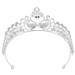 Lurrose Karierte Kulturtasche Kristall Krone Tiara Schwan Form Hochzeit Kopfschmuck Tiara Braut Haar Schmuck Frauen Foto Schie?en Requisiten für Hochzeit Prom Geburtstag von Lurrose