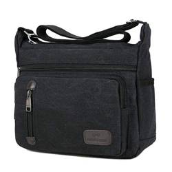 Lurrose Messenger Bag Vintage Canvas Schultertasche für Damen und Herren Laptop Satchel, Khaki, Schwarz - Schwarz - Größe: 33 EU von Lurrose