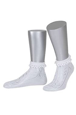 Lusana Damen Damen Trachtensöckchen weiss mit Spitze, weiß, 36/38 von Lusana