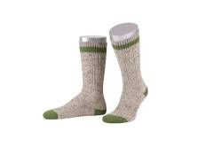 Lusana Schoppersocken mit 2-farbigem Bund Superwash Loden Tweed L5698T, Größe:40-41, Farbe:mittelbeigemeliert/apfelgrün (935) von Lusana