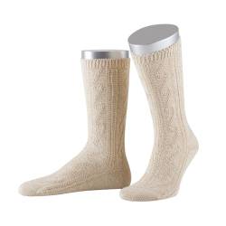 Lusana grobe Schoppersocken/Umschlagsocken mit Baumwolle und Leinen LN3523, Größe:36-37, Farbe:beige meliert (75) von Lusana