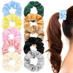 10 Stück Seiden Haargummi Scrunchie für Damen Mehrfarbige Haargummis Seide für den Täglichen Gebrauch Material der Scrunchies ist Weich und Kann Lange Getragen Werden Scrunchies von Lusofie