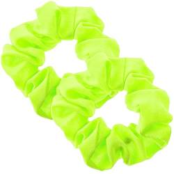 2 Stück Neon Haargummi Scrunchie Pop Gelb Scratch Einfarbiges Kratzgummiband Rosa Kratzkrawatten Haarschmuck Gelb Scrunchies Seide für Damen Satin Haargummis Gelb Mädchen Glitzer von Lusofie