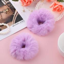 2 Stücke Haargummi Scrunchie Lila Pom Pom Stirnbänder Plüsch Kratzbänder Faux Kaninchen Haar Blase Elastische Baby Scrunchies Pferdeschwanz Haarschmuck Mädchen Lila Haargummis von Lusofie