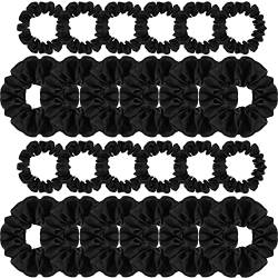 24 Stück Schwarze Haargummi Scrunchie 2 Größen Elastische Seide Haarbänder Frauen Mädchen Pferdeschwanz Halter Haarschmuck von Lusofie