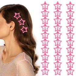 30 Stück Stern Haarspangen Snap Rosa Seestern Haarspange Niedliche kleine Mädchen Haarspange Metall Glitter Star Hair Clip Damen Haarclip Mädchen Haarschmuck Sterne Weihnachtshaarnadel von Lusofie