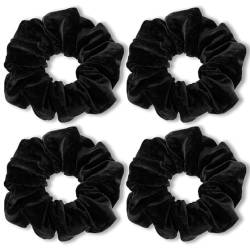 4 Stück Schwarzes Haargummi Scrunchie Samt für Damen Gebrauch Haargummi Material ist Weich und Zieht Nicht an den Haaren wenn es Längere Zeit Getragen Wird Scrunchies von Lusofie