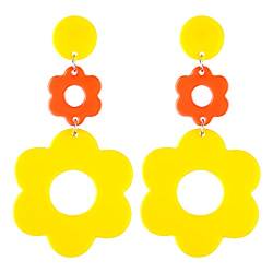 Acryl Blumen Ohrringe Gänseblümchen Anhänger Ohrringe Harz Blumen Ohrringe Retro Ohrringe 60er 70er Jahre Böhmische Ohrringe Damen und Mädchen von Lusofie
