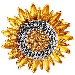 Damen Sonnenblume Brosche Bunte Strass Pins Anstecknadel Gold Sonnenblume Brosche Frauen Mädchen Mode Schmuck Brosche von Lusofie