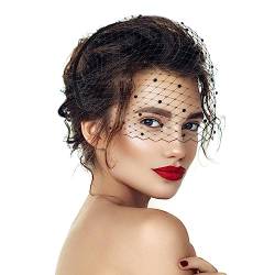 Fascinator Schwarz Mesh Schleier Stirnband der 1920er Jahre Damen Kopfschmuck Fascinator Hochzeit Teeparty Abschied Damen Schleier Braut Kopfschmuck 50er Jahre Fascinator von Lusofie