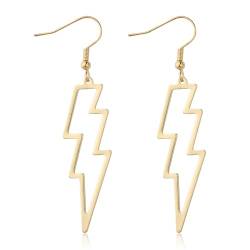 Gold Blitz Ohrringe Damen Metall Blitz Ohrringe Lightning Tropfen Ohrringe für Damen und Mädchen 80er Jahre Party Zubehör Ohrringe von Lusofie