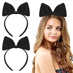 Haarreifen Damen Bow Stirnband Frauen Black Schleife Groß Haare Headwear Party Haarband Schleife Cosplay Haarschmuck Schwarz Haarreif Mädchen Weihnachten Halloween von Lusofie