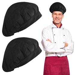 Lusofie 2 Stück Kochmützen Küche Kochen Kochmütze Schwarz Chef Hut Verstellbar Catering Service Haarnetz Küche Wiederverwendbare Mesh Dining Beanie Kochhaube Damen Herren von Lusofie