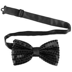 Lusofie Pre-Tie-Pailletten-Schwarze Fliege, verstellbare Länge, Herren-Fliege für Männer, Jungen, Party, Bankett, Hochzeit (negro) von Lusofie