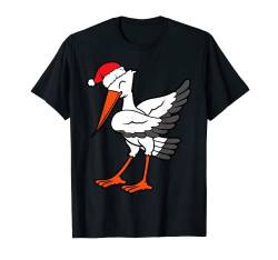 Storch Vogel Vögel Tiere Dabbing Dab Tanzen Weihnachten T-Shirt von Lustig Witzig Niedlich Weihnachtsmotiv Weihnachten