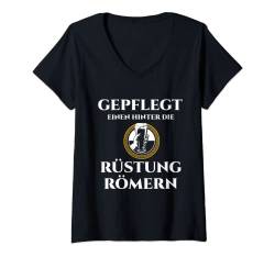 Damen Gepflegt Einen Hinter Die Rüstung Römern Bier Trinker Party T-Shirt mit V-Ausschnitt von Lustige Alkohol Party Motive & Designs