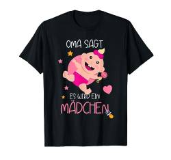 Gender Reveal Party, lustiges Oma sagt es wird ein Mädchen T-Shirt von Lustige Baby Gender Reveal Party Produkte