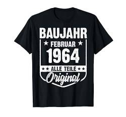 Baujahr Februar 1964 Vintage Mann Frau 58. Geburtstag T-Shirt von Lustige Baujahr Gebutstag Jahrgang Geschenke