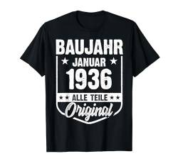 Baujahr Januar 1936 Vintage Mann Frau 86. Geburtstag T-Shirt von Lustige Baujahr Gebutstag Jahrgang Geschenke