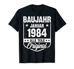 Baujahr Januar 1984 Vintage Mann Frau 38. Geburtstag T-Shirt von Lustige Baujahr Gebutstag Jahrgang Geschenke