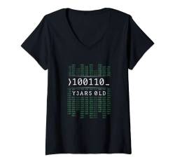 Damen 100110 Jahre Alt 38. Geburtstag Binärcode Coder Informatiker T-Shirt mit V-Ausschnitt von Lustige Binärcode Geek Geschenke für Programmierer