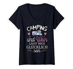 Damen Wohnmobil Campen Camping Und Wein Frauen Camper Geschenk T-Shirt mit V-Ausschnitt von Lustige Camper Geschenke by Pfalzpower.Clothing