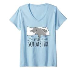 Damen Offizielles Schlafshirt Delfin Schlafanzug Schlafen T-Shirt mit V-Ausschnitt von Lustige Delfin Liebhaber Geschenkideen
