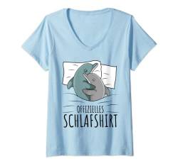 Damen Offizielles Schlafshirt Delfin Schlafen Schlafanzug T-Shirt mit V-Ausschnitt von Lustige Delfin Liebhaber Geschenkideen