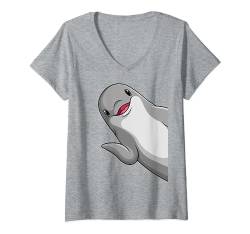 Delfin Kinder Damen Mädchen Jungen T-Shirt mit V-Ausschnitt von Lustige Delfin Liebhaber Geschenkideen