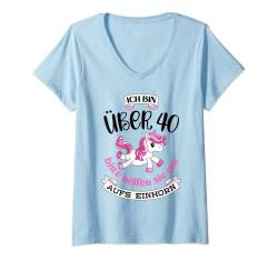 Damen 40 Geburtstag Frauen Grafik Einhorn Geschenk Mutter 40er Ges T-Shirt mit V-Ausschnitt von Lustige Design-Ideen und Mehr