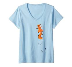 Damen Kletterndes Eichhörnchen mit Spuren Geschenk T-Shirt mit V-Ausschnitt von Lustige Eichhörnchen & Nagetier Geschenkideen