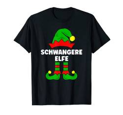 Schwangere Elfe Weihnachtsoutfit Schwangerschaft Verkünden T-Shirt von Lustige Elf Famlienoutfit Weihnachten Pyjama Pulli