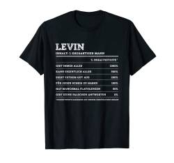 Levin Großartiger Mann Vorname Name Levin Namens T-Shirt von Lustige Familie Name Nachname Geschenke