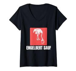 Damen Engelbert Sauf Arbeitskleidung Sauf Vogel Humor Baustelle T-Shirt mit V-Ausschnitt von Lustige Geschenke versaute Geschenke