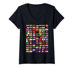 Damen Flaggen Der Welt Spruch Geschenk Reisen Weltreise Geschenkid T-Shirt mit V-Ausschnitt von Lustige Grafiken und Mehr
