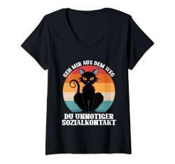 Damen Geh Mir Aus Dem Weg Du Unnötiger Sozialkontakt Geschenk Spru T-Shirt mit V-Ausschnitt von Lustige Grafiken und Mehr