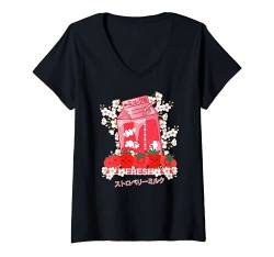 Damen Manga Kawaii Japan - Erdbeerblüten - Erdbeermilch T-Shirt mit V-Ausschnitt von Lustige Japanische Anime Geschenke