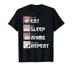 Manga Kawaii Japan - Eat Sleep Anime Repeat - Anime Otaku T-Shirt von Lustige Japanische Anime Geschenke