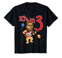 Kinder Dritter Geburtstag Junge Gitarre Löwe Ich Bin Drei T-Shirt von Lustige Kindergeburtstag Kleidung
